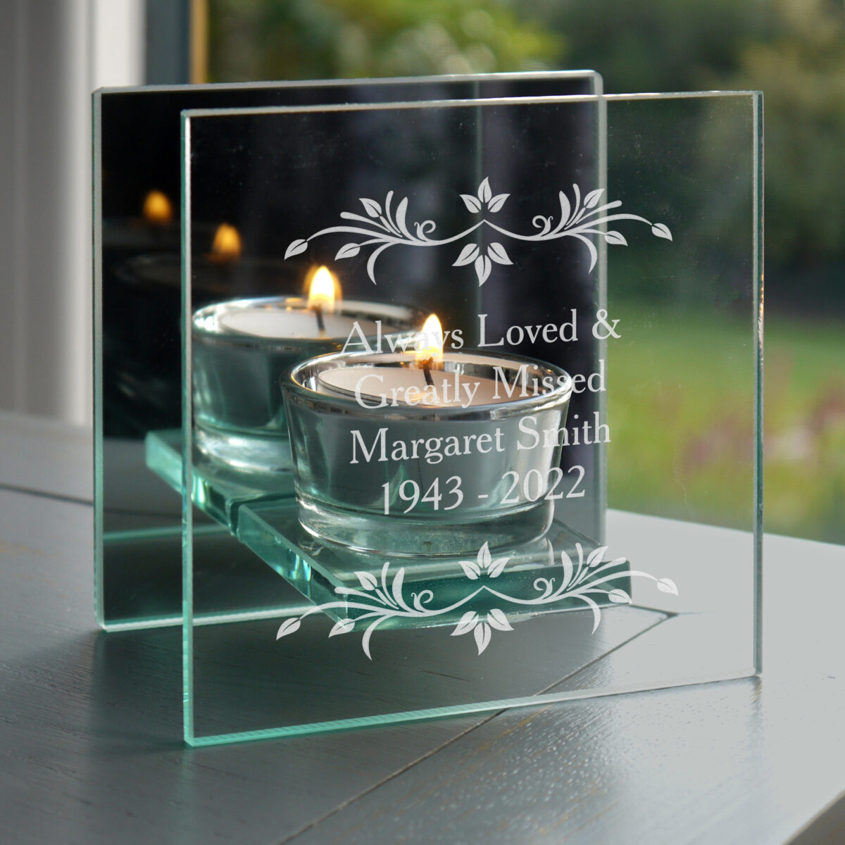 Personalised Sentiments Mirrored Glass Tea Light Candle Holder - Image 8