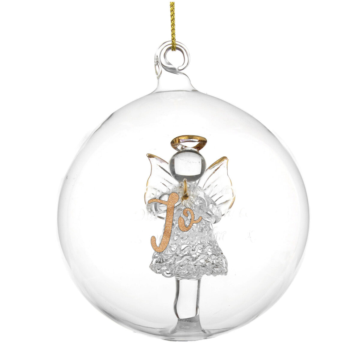 Personalised Gold Glitter Name Only Angel Glass Bauble - Image 6