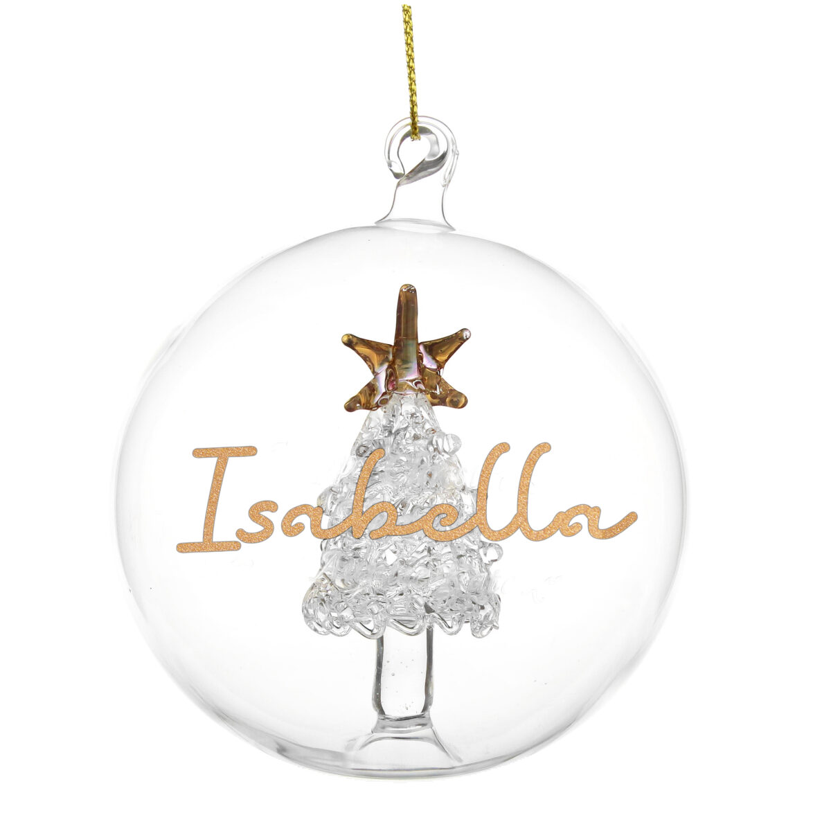Personalised Gold Glitter Name Only Tree Glass Bauble - Image 3