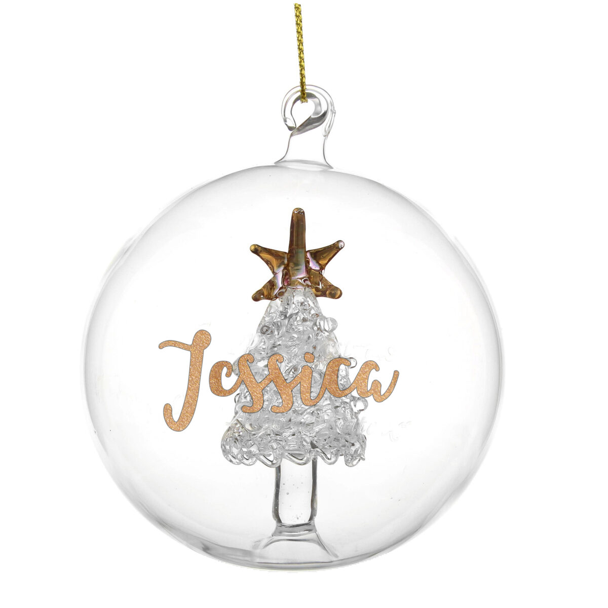 Personalised Gold Glitter Name Only Tree Glass Bauble - Image 5