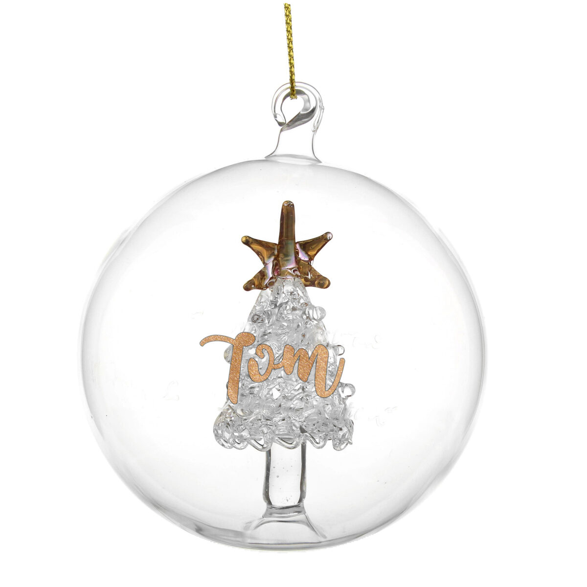 Personalised Gold Glitter Name Only Tree Glass Bauble - Image 6
