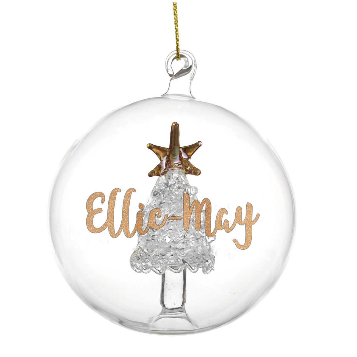 Personalised Gold Glitter Name Only Tree Glass Bauble - Image 7