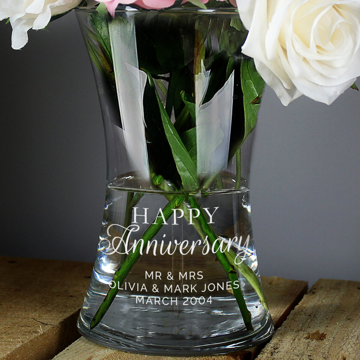 Personalised 'Happy Anniversary' Glass Vase - Image 4