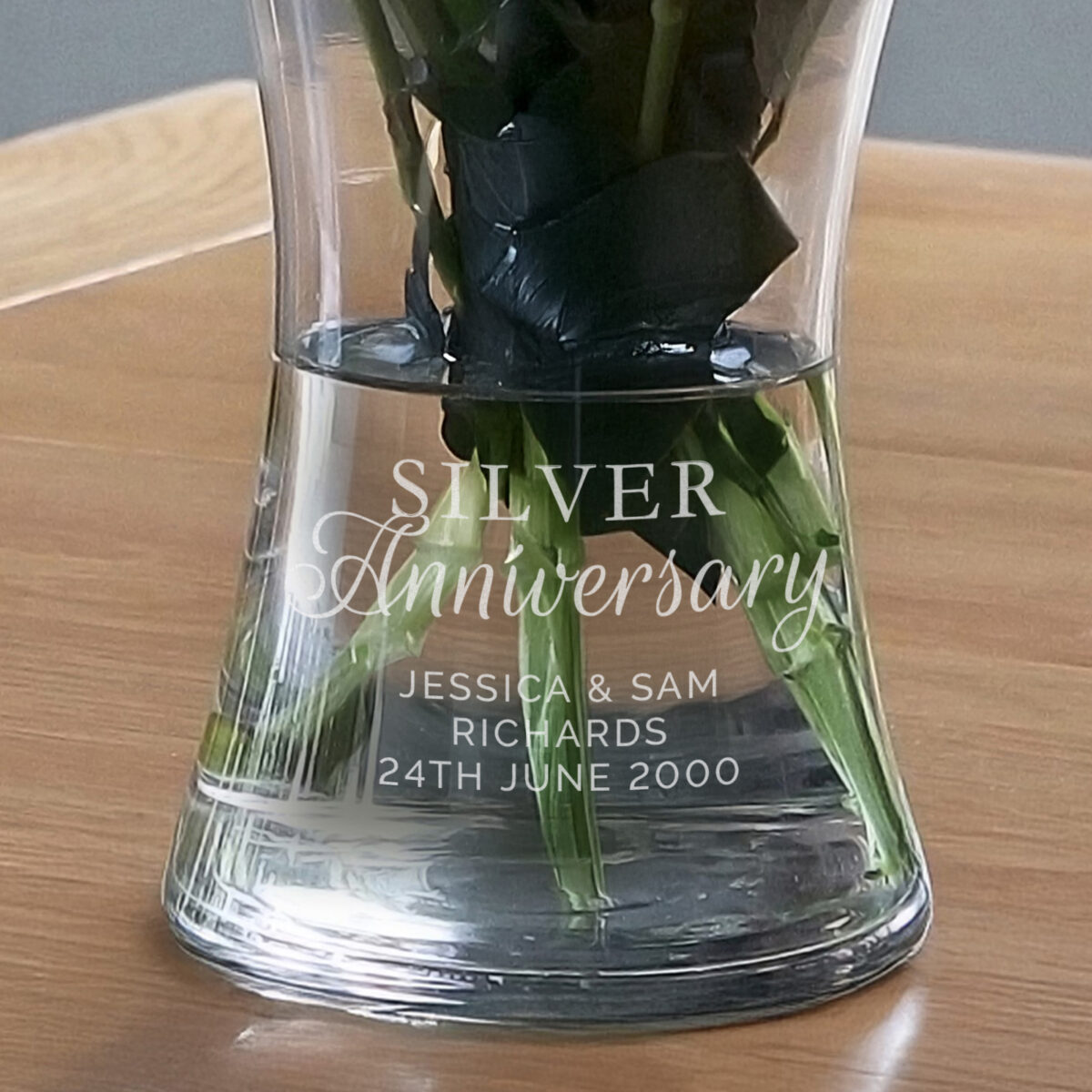 Personalised 'Silver Anniversary' Glass Vase - Image 2