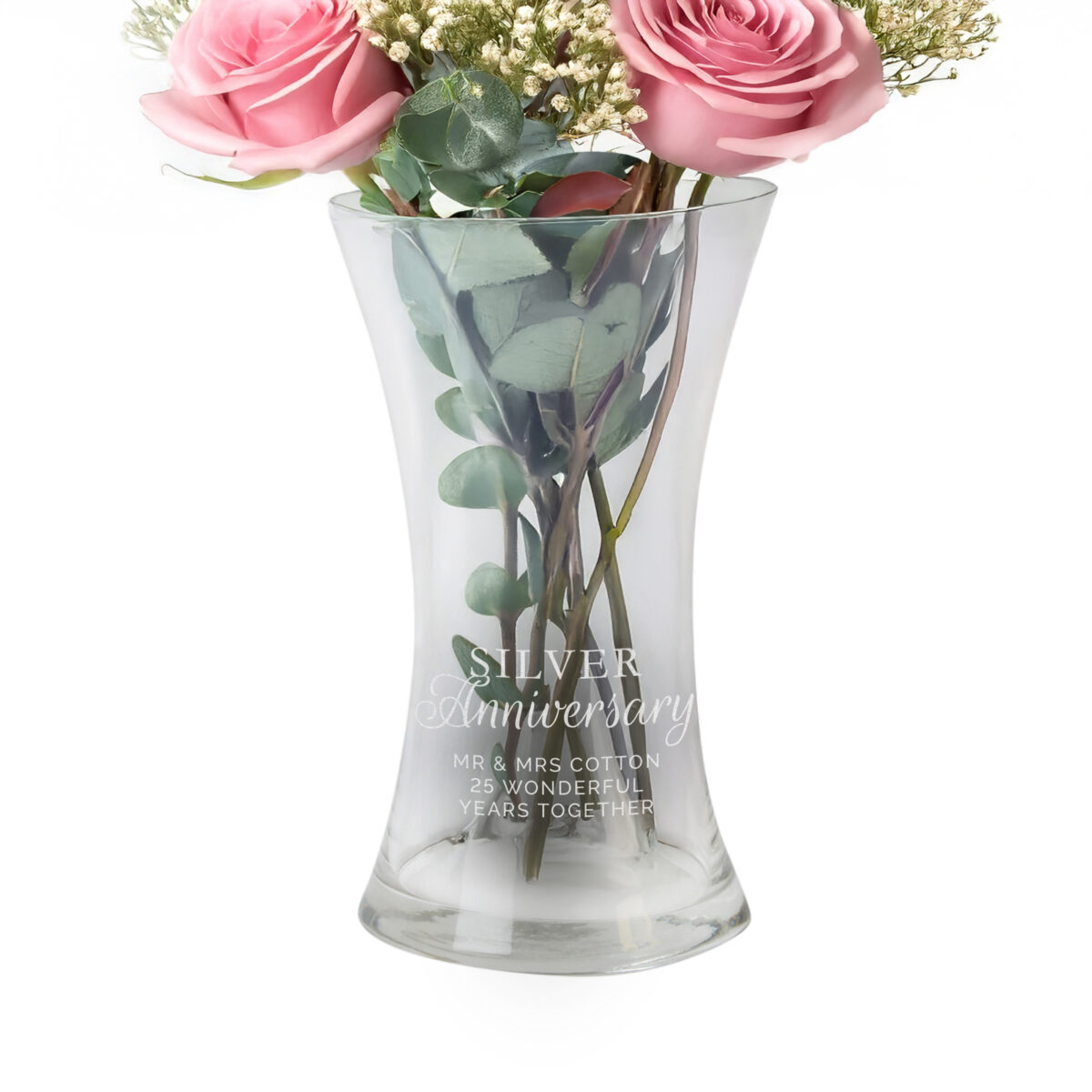 Personalised 'Silver Anniversary' Glass Vase - Image 3
