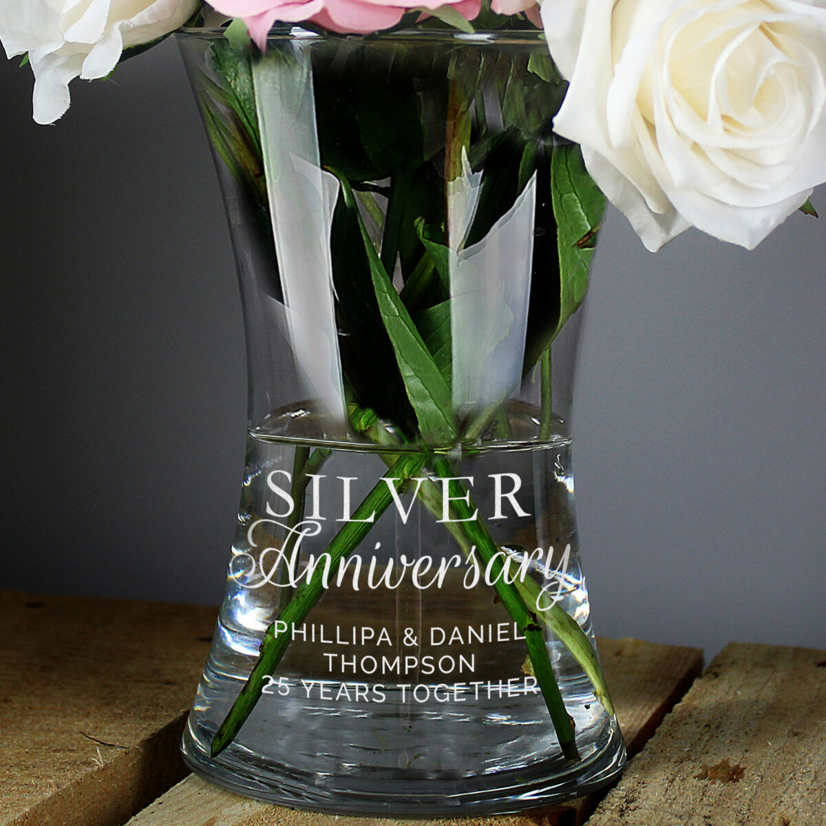 Personalised 'Silver Anniversary' Glass Vase - Image 4