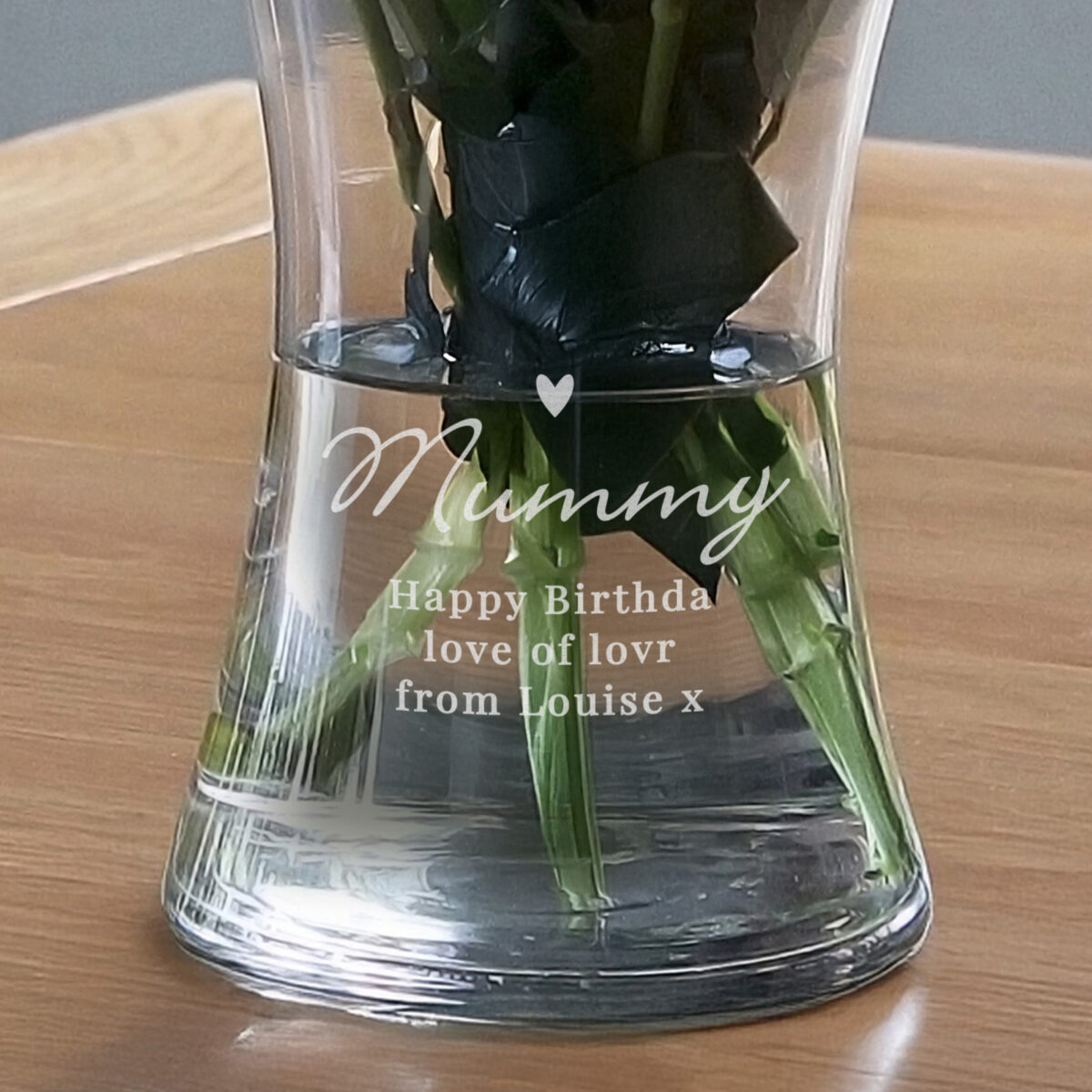 Personalised Love Heart Glass Vase - Image 2