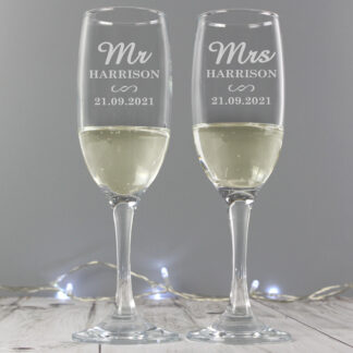 Personalised Mr & Mrs Pair of Flutes