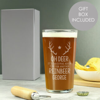 Personalised Time For A Reinbeer Pint Glass