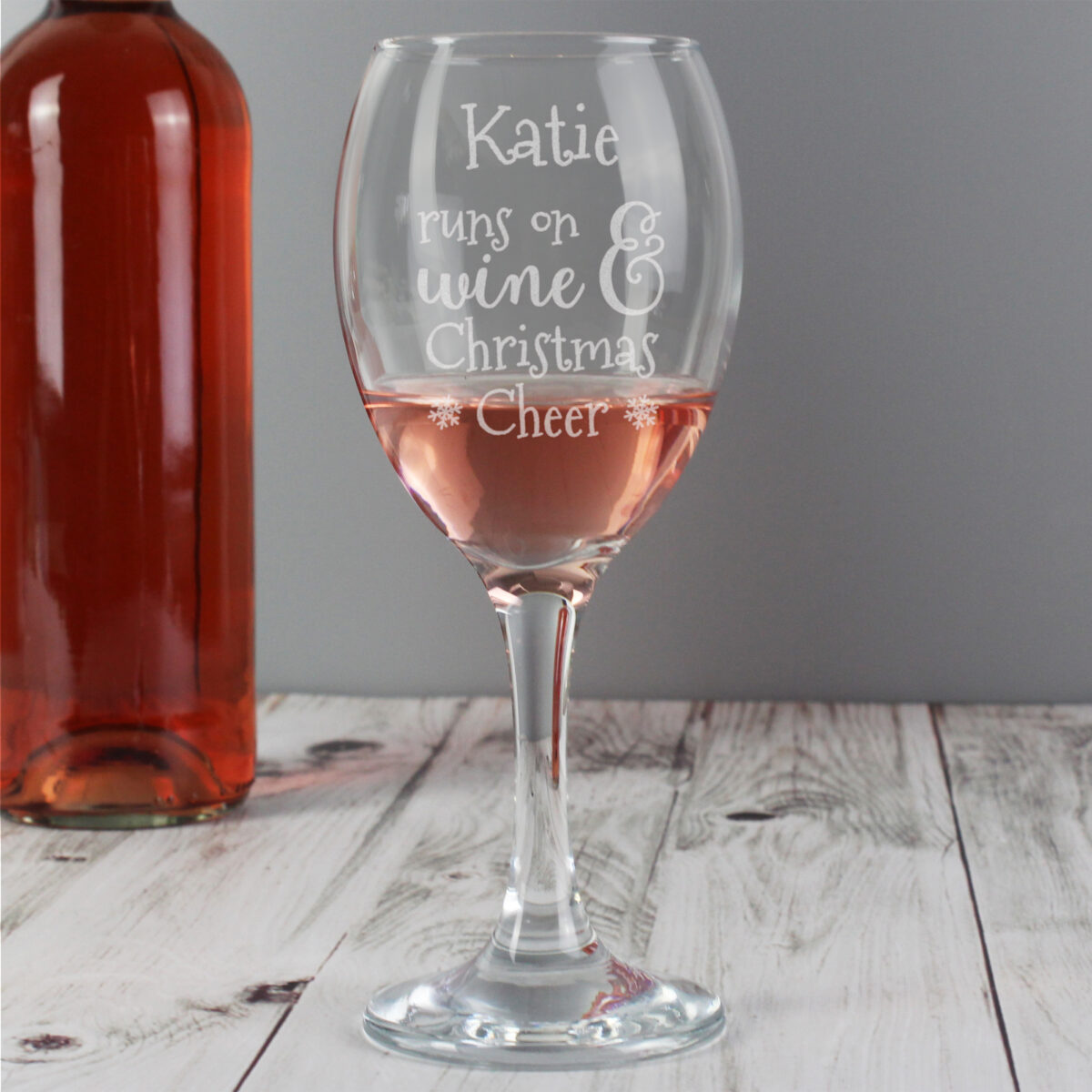 Personalised Runs On Wine & Christmas Cheer Wine Glass - Image 2