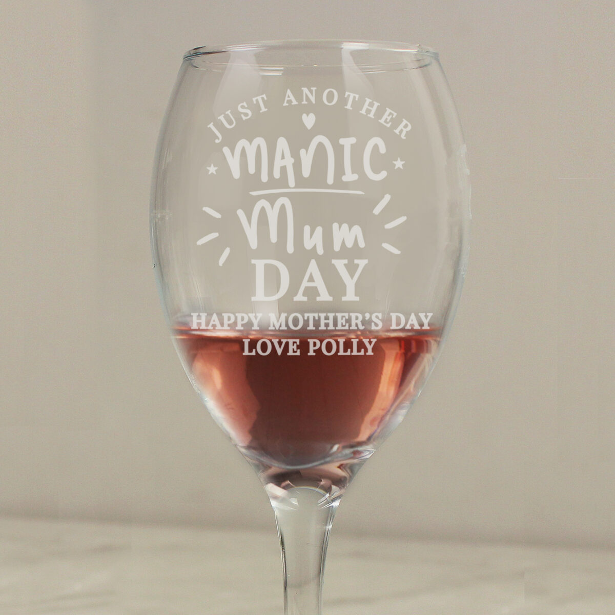 Personalised Manic Mum Day Wine Glass - Image 2