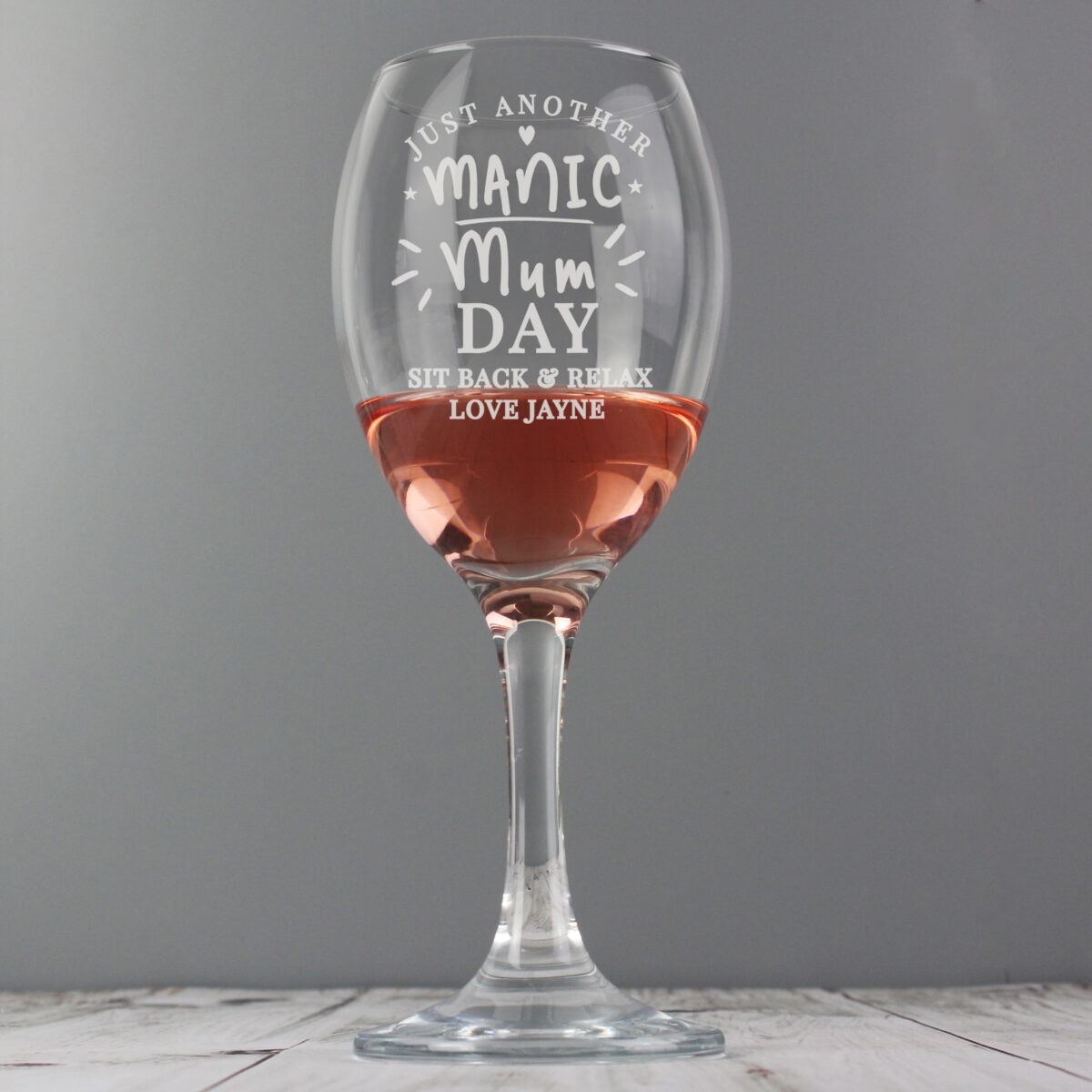 Personalised Manic Mum Day Wine Glass - Image 3