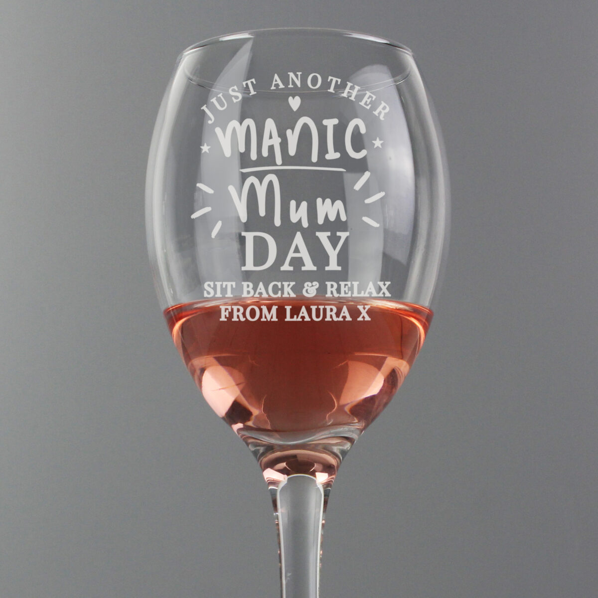 Personalised Manic Mum Day Wine Glass - Image 4