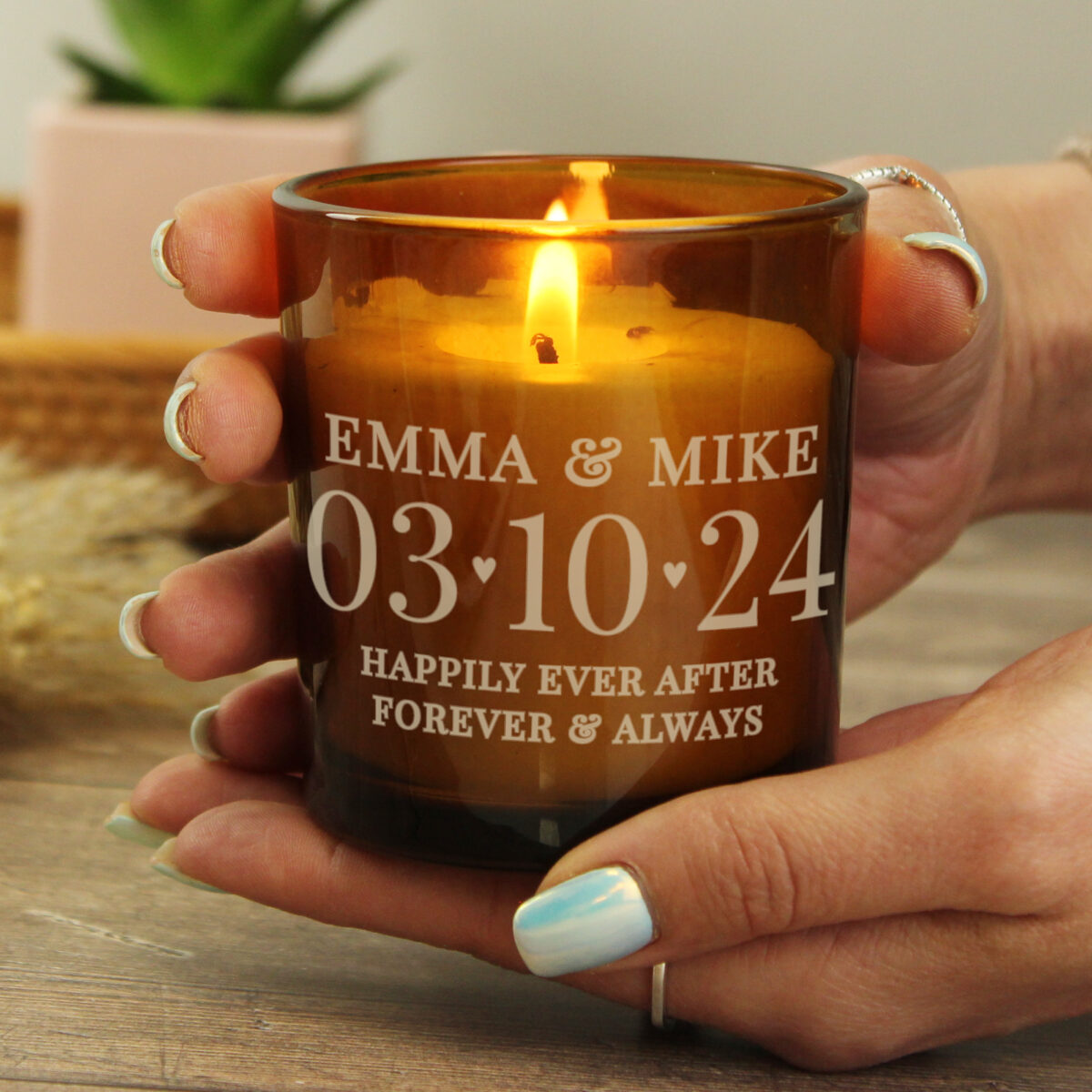Personalised Special Date Amber Glass Candle - Image 3