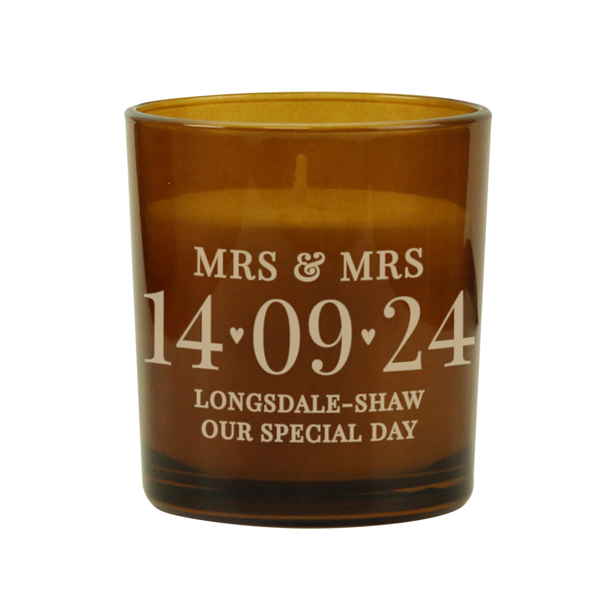 Personalised Special Date Amber Glass Candle - Image 4