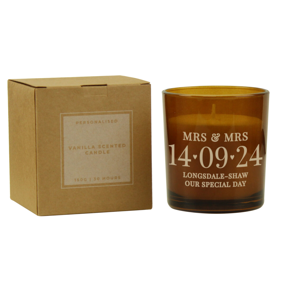 Personalised Special Date Amber Glass Candle - Image 5