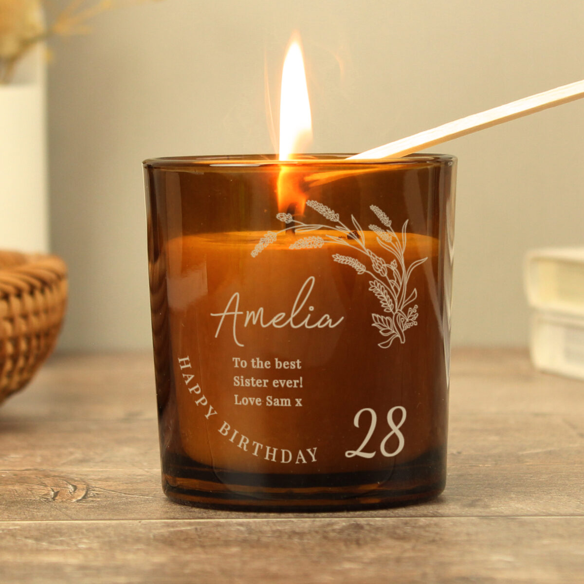 Personalised Birthday Amber Glass Candle - Image 2
