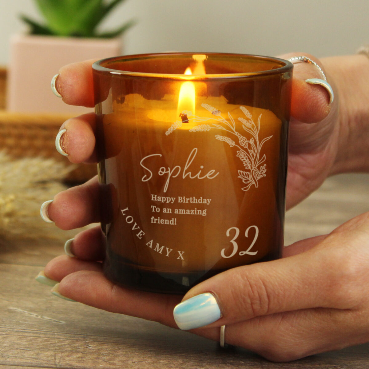 Personalised Birthday Amber Glass Candle - Image 3