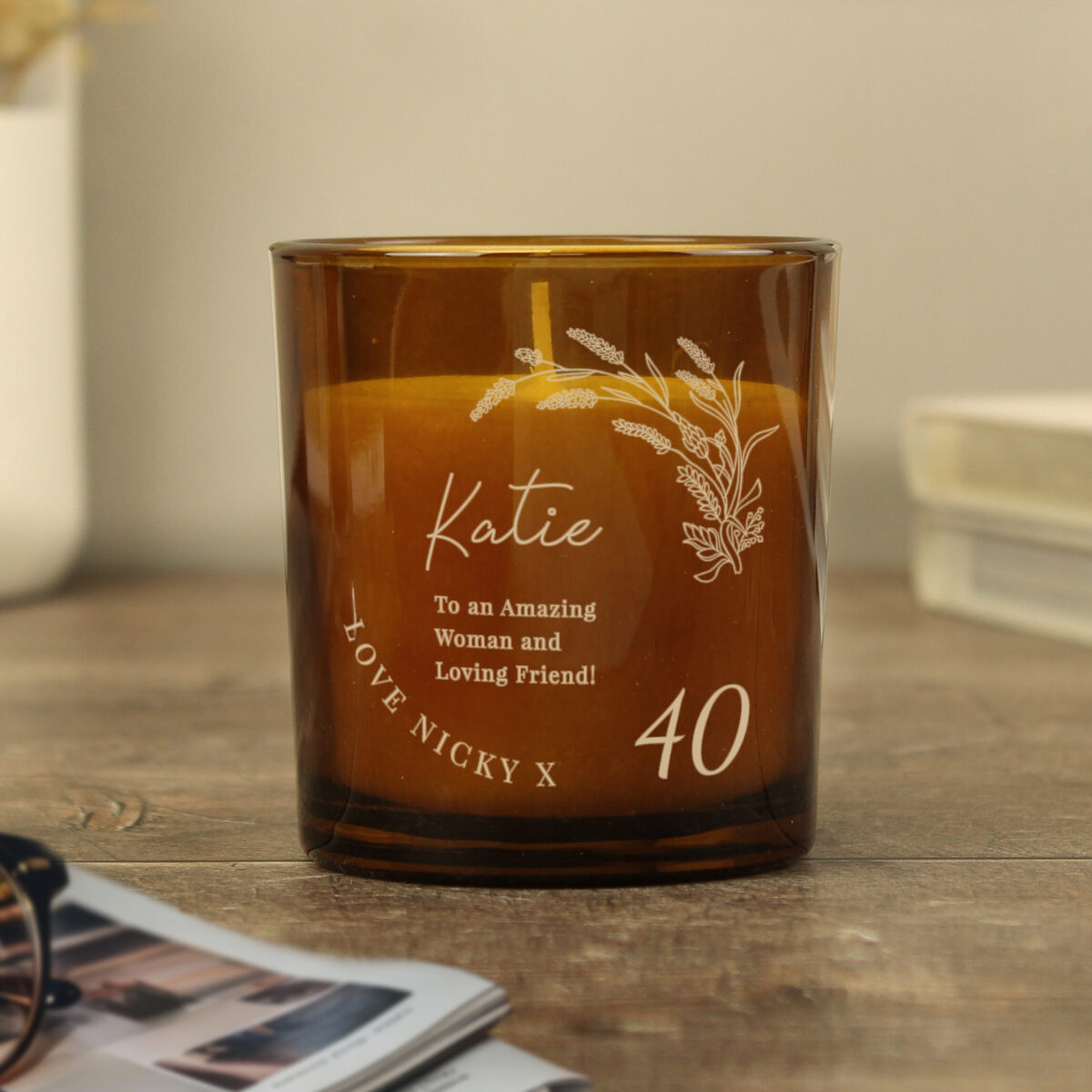 Personalised Birthday Amber Glass Candle - Image 6