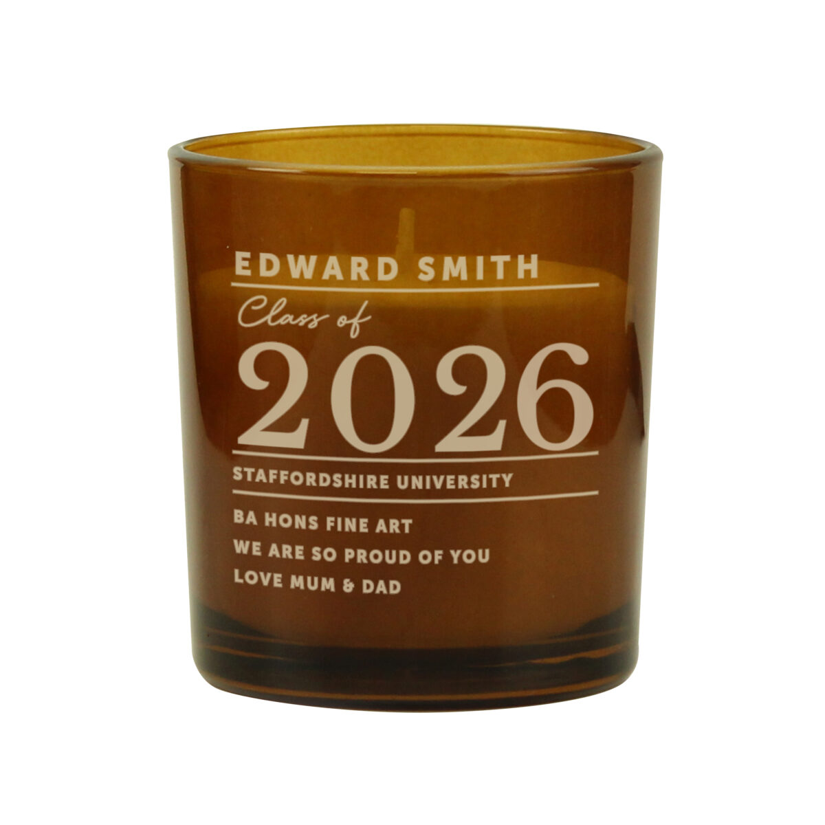Personalised Graduation Amber Glass Candle - Image 4