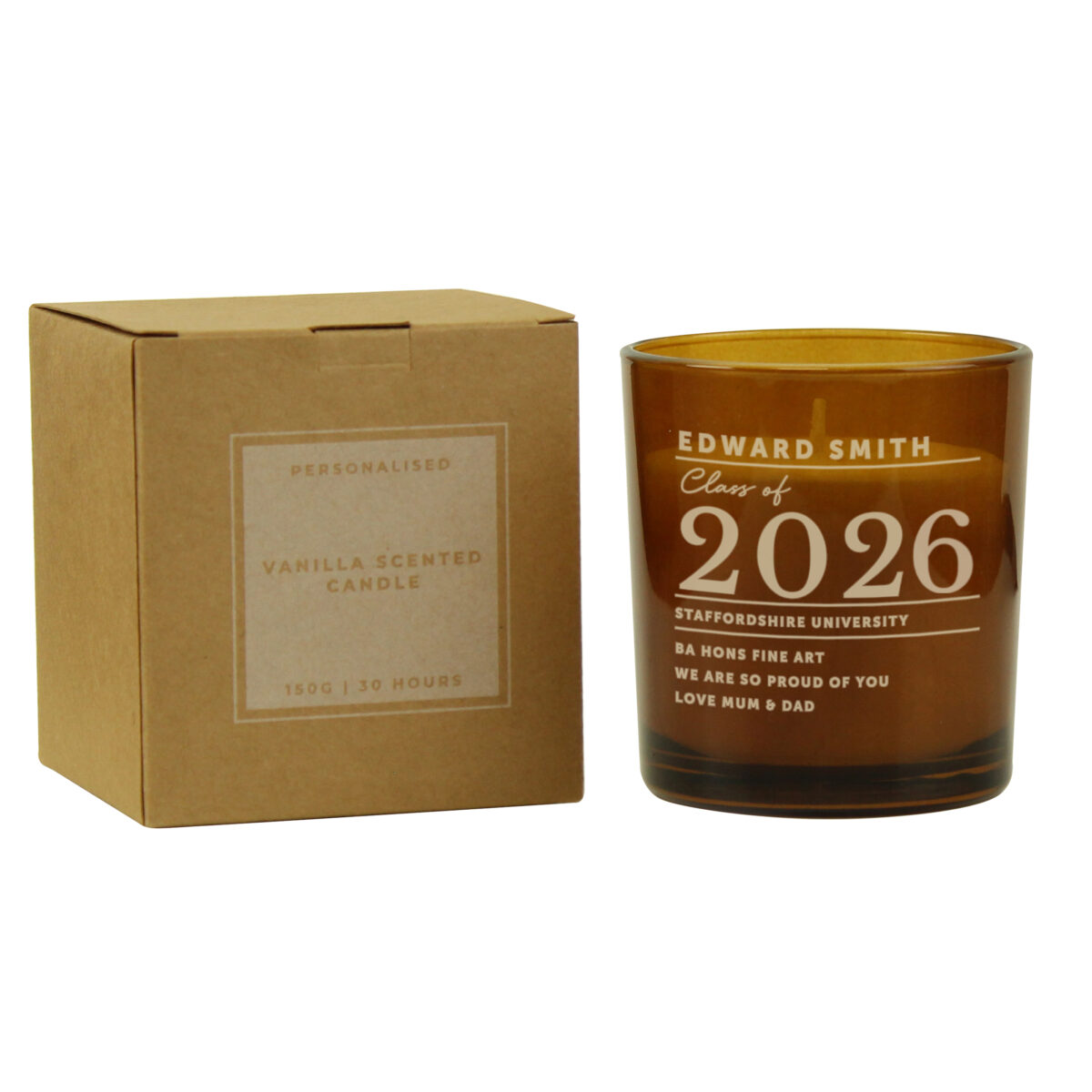 Personalised Graduation Amber Glass Candle - Image 5
