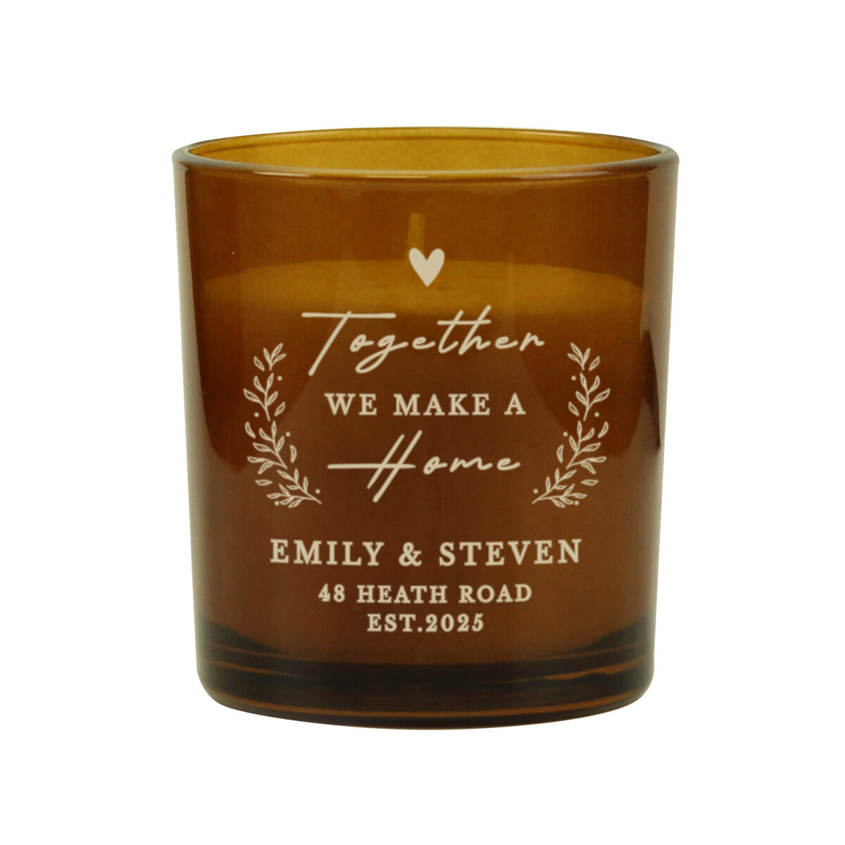 Personalised Engraved Home Amber Glass Candle - Image 4