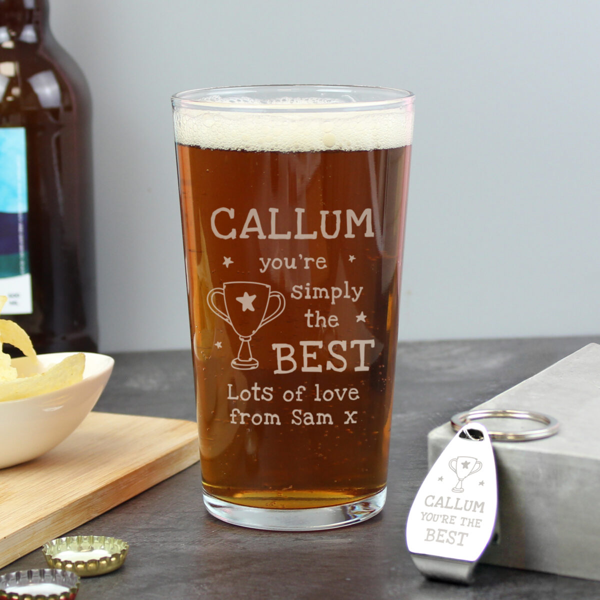 Personalised Simply The Best Pint Glass & Bottle Opener - Image 2