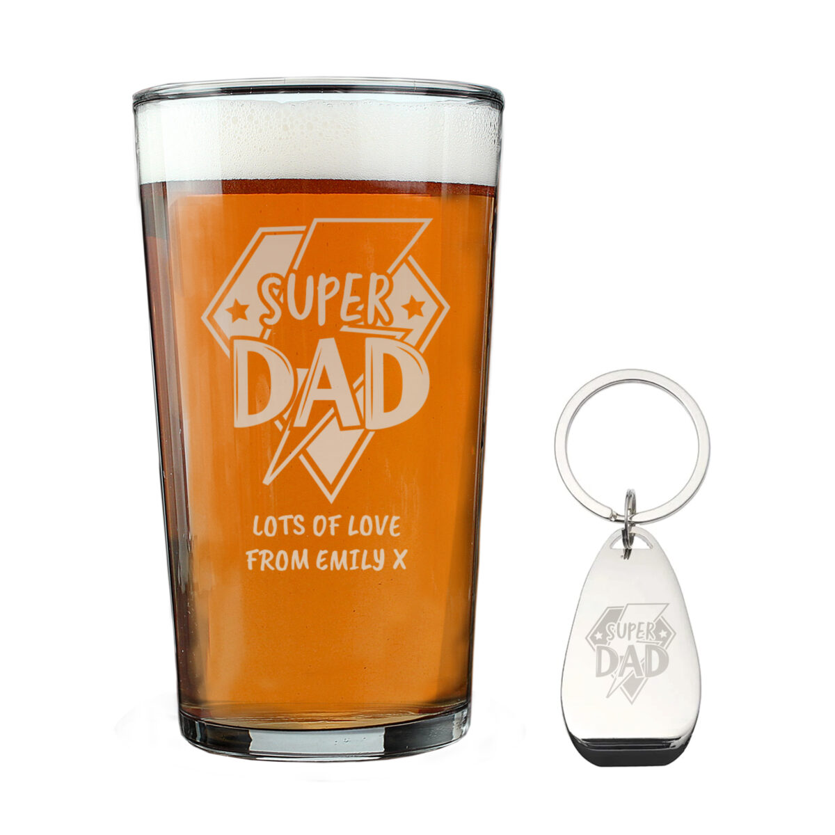 Personalised Super Dad Pint Glass & Bottle Opener - Image 4