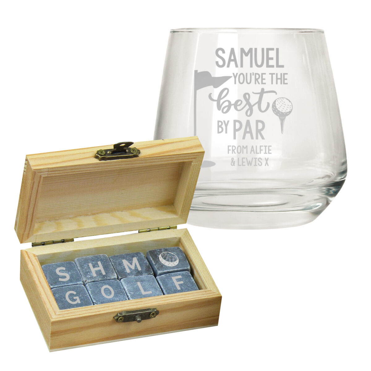 Personalised Best By Par Glass & Whisky Stones - Image 4