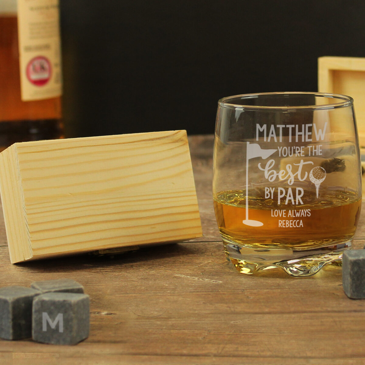 Personalised Best By Par Glass & Whisky Stones - Image 6