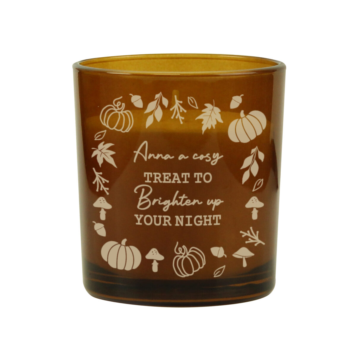 Personalised Pumpkins Amber Glass Candle - Image 4
