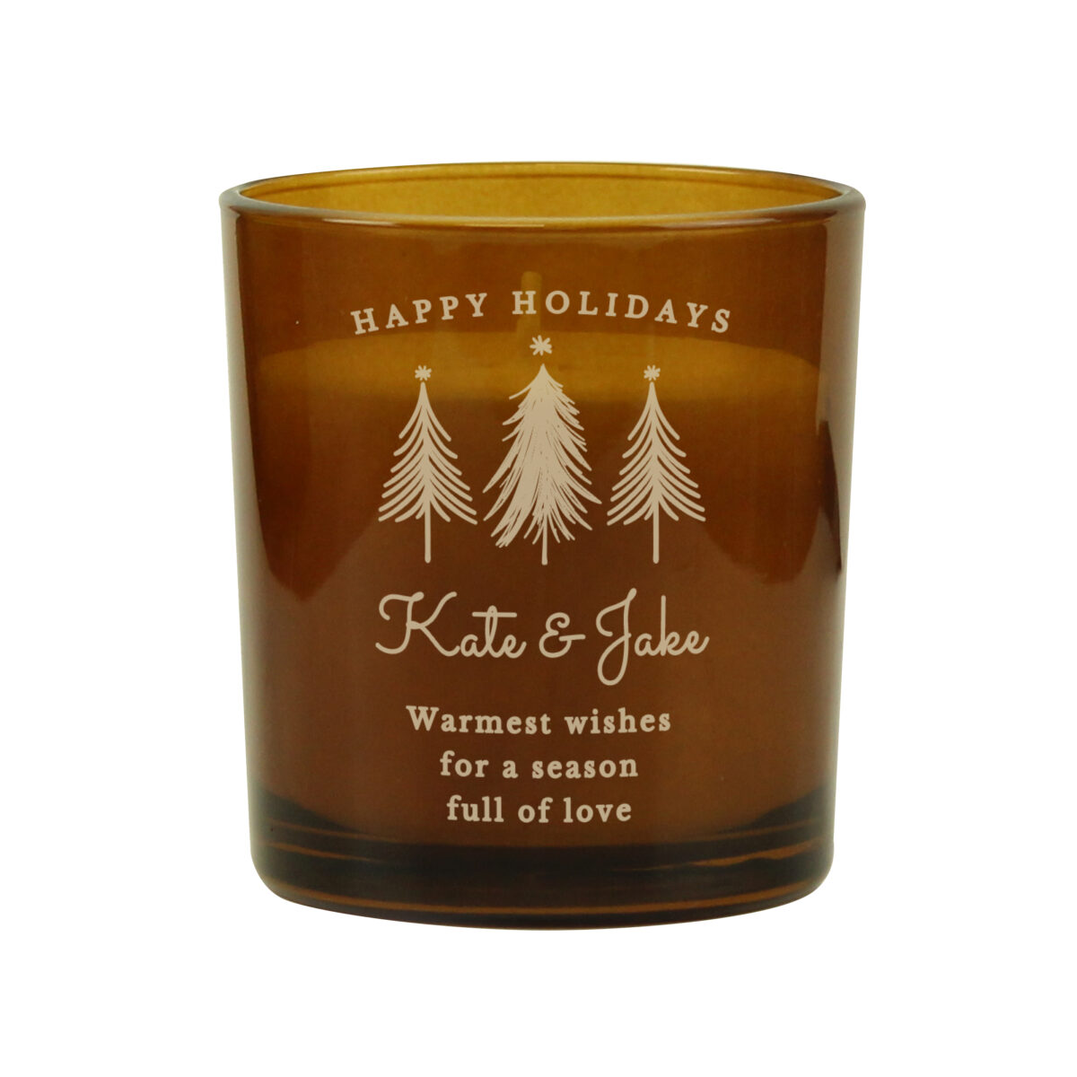 Personalised Christmas Tree Amber Glass Candle - Image 3