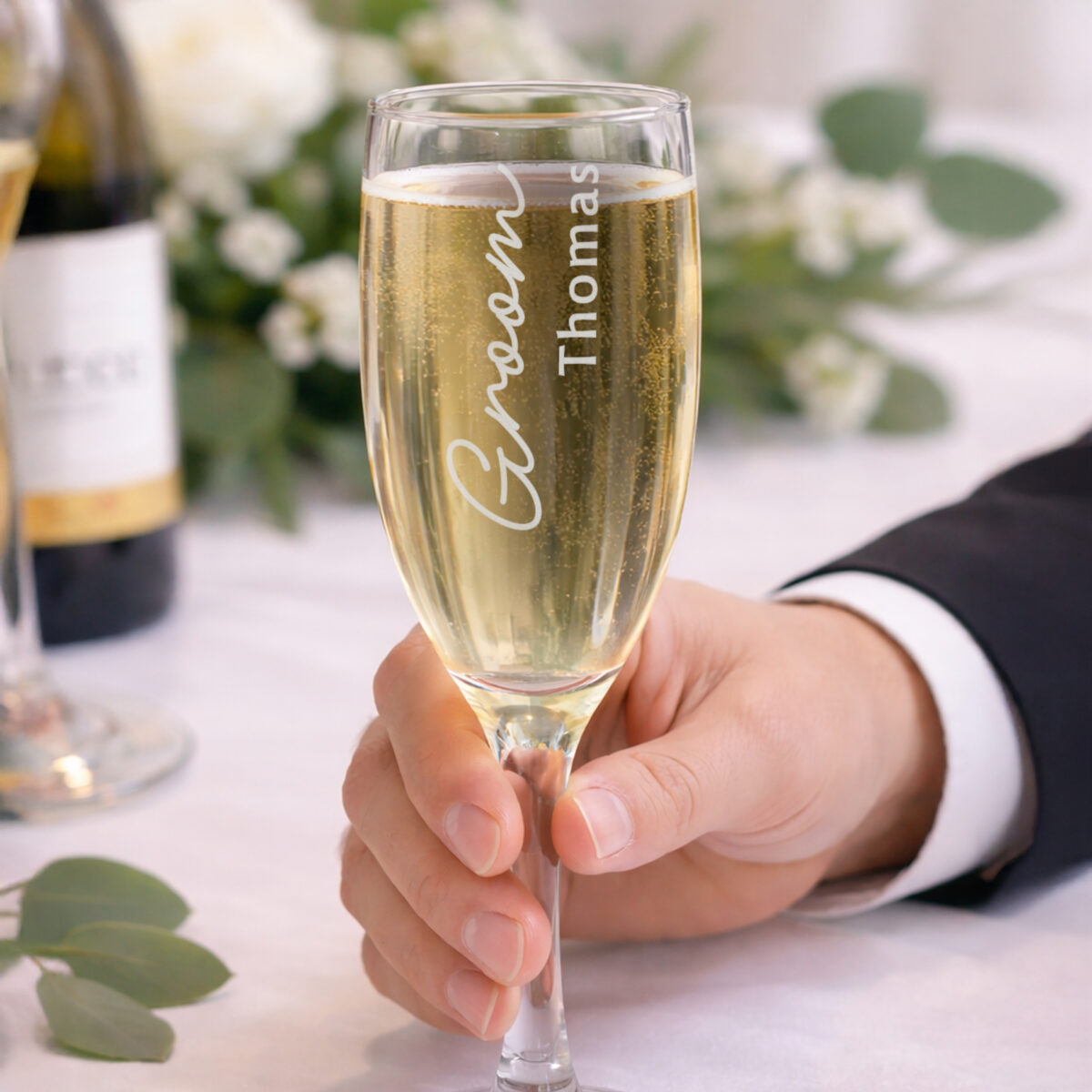 Personalised Groom Elegant Flute Glass - Image 2