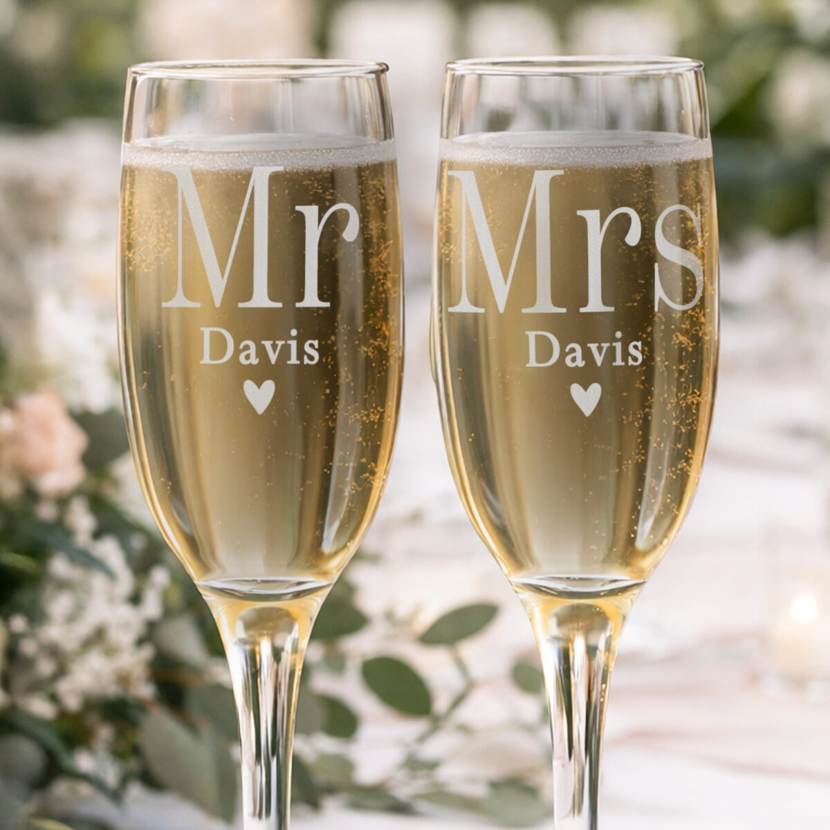 Personalised Mr & Mrs Pair of Flute Glasses - Image 2