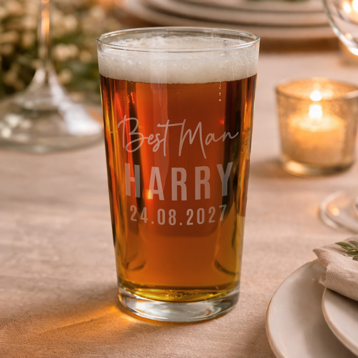 Personalised Best Man Elegant Pint Glass - Image 2