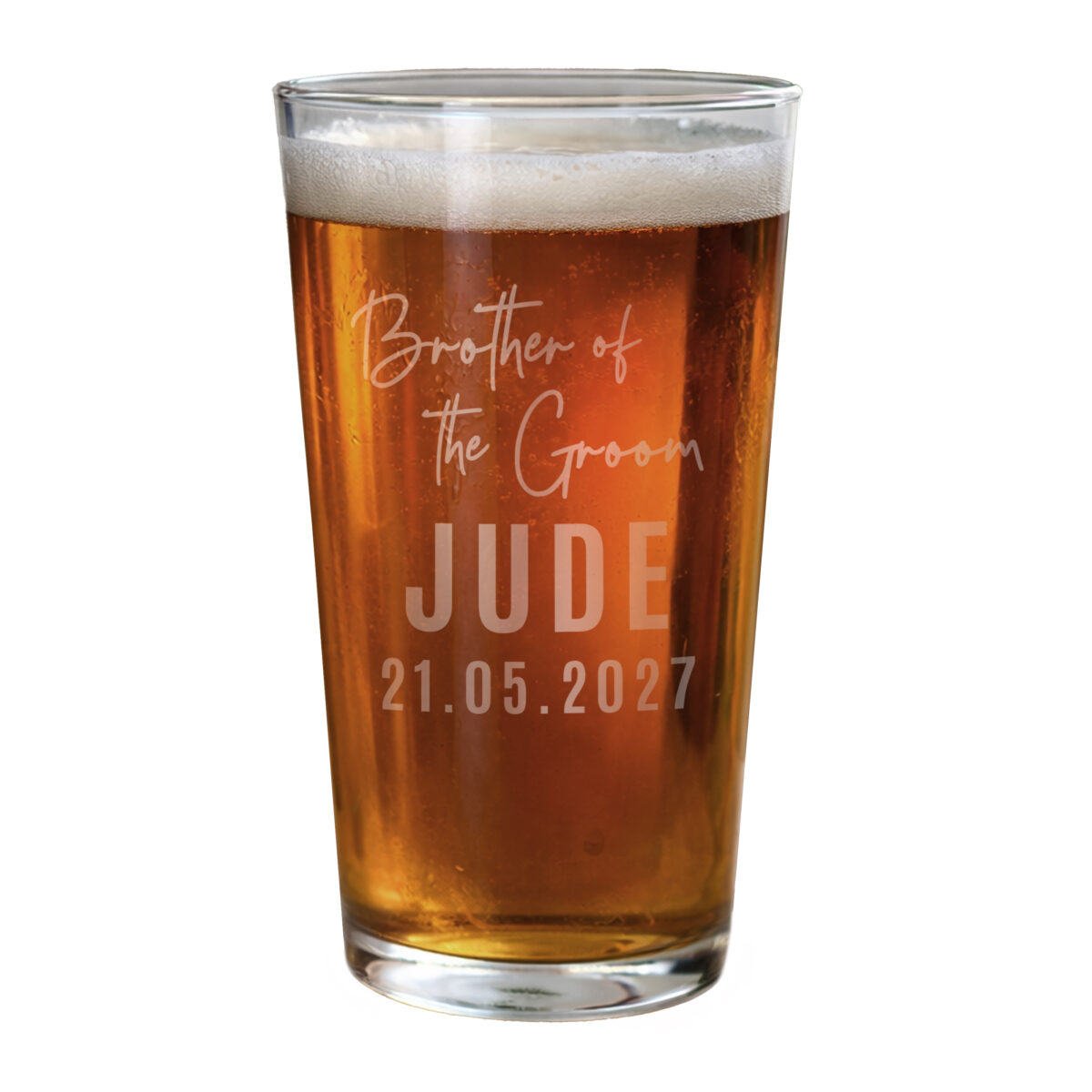 Personalised Brother of the Groom Elegant Pint Glass - Image 3