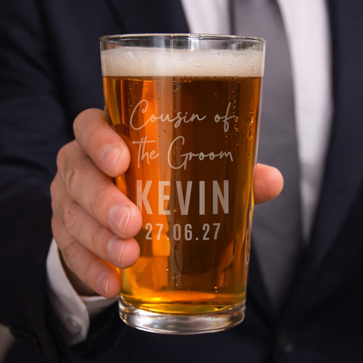 Personalised Wedding Elegant Pint Glass - Image 3