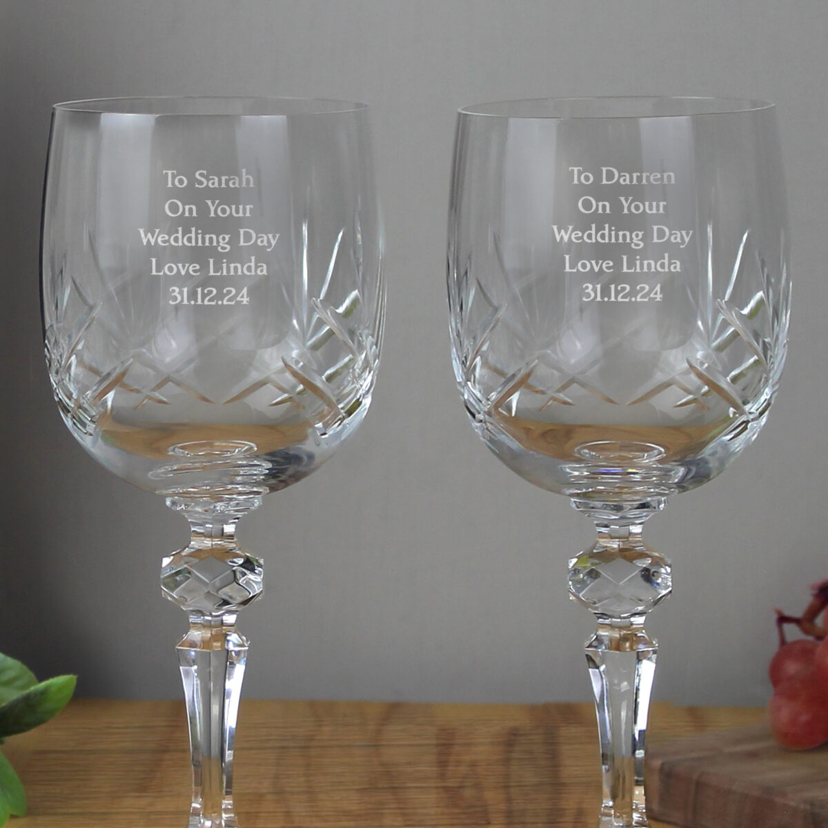 Personalised Pair of Crystal Wine Glasses - Image 3