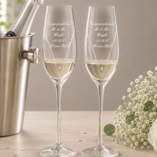 Personalised Hand Cut Heart Pair of Flutes with Gift Box