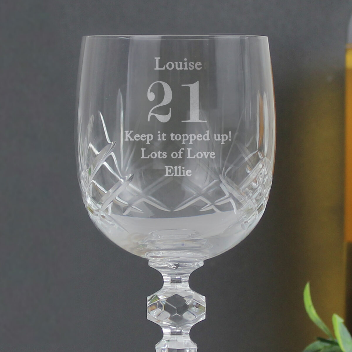 Personalised Big Age Cut Crystal Wine Glass - Image 2
