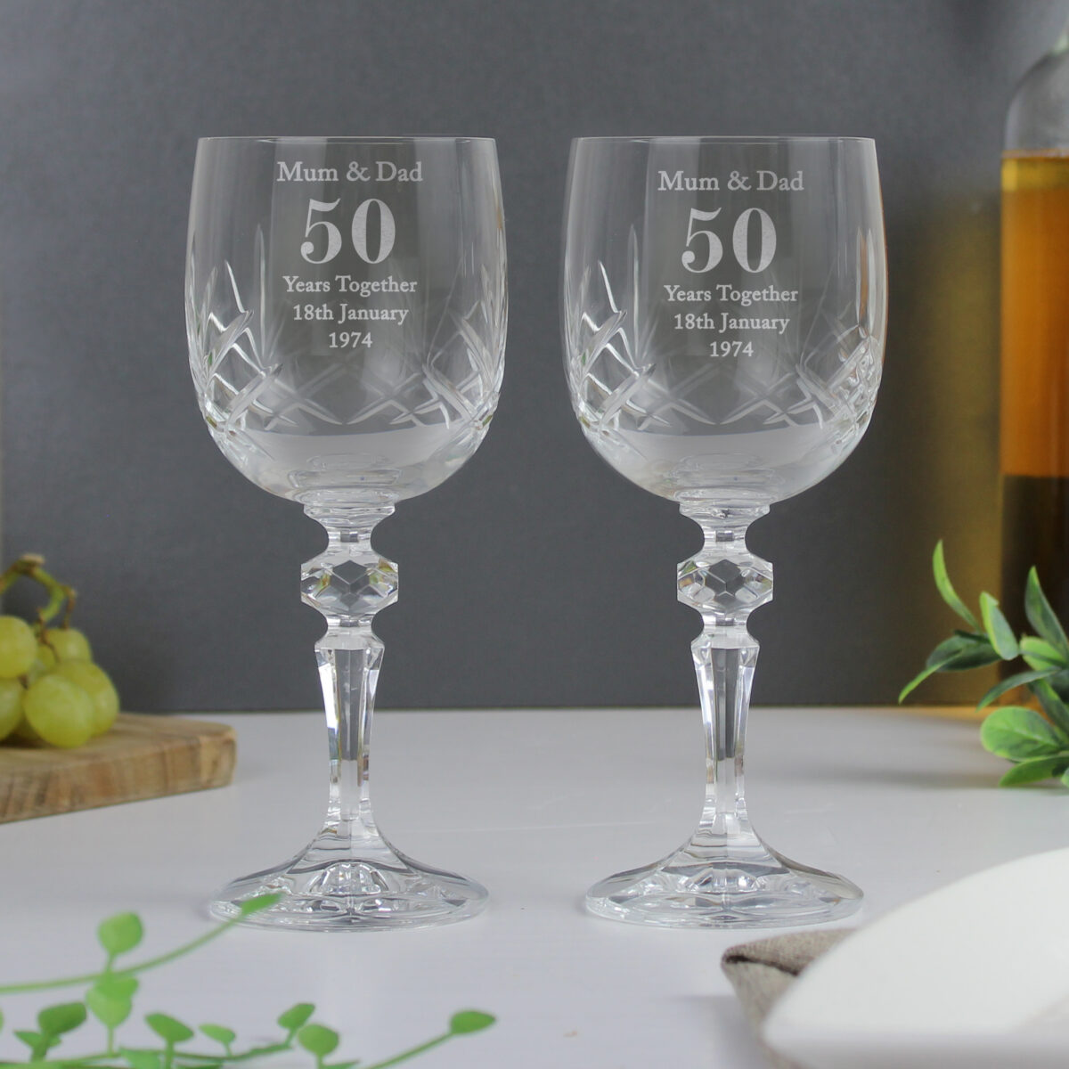 Personalised Anniversary Pair of Crystal Wine Glasses - Image 2