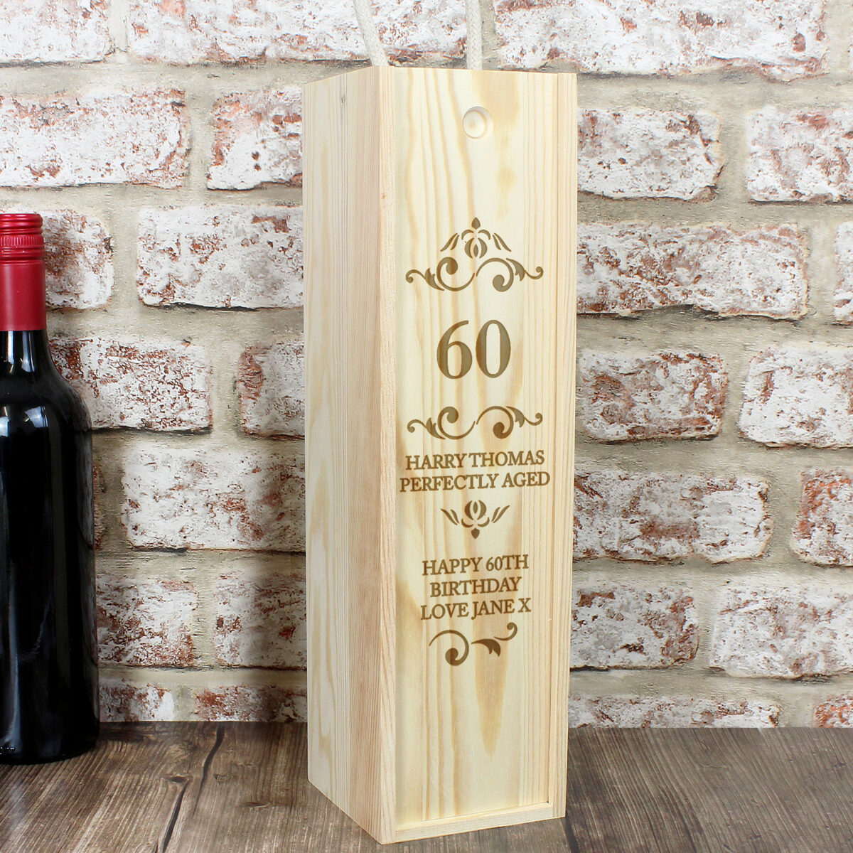 Personalised Elegant Number Wooden Wine Bottle Box - Image 2