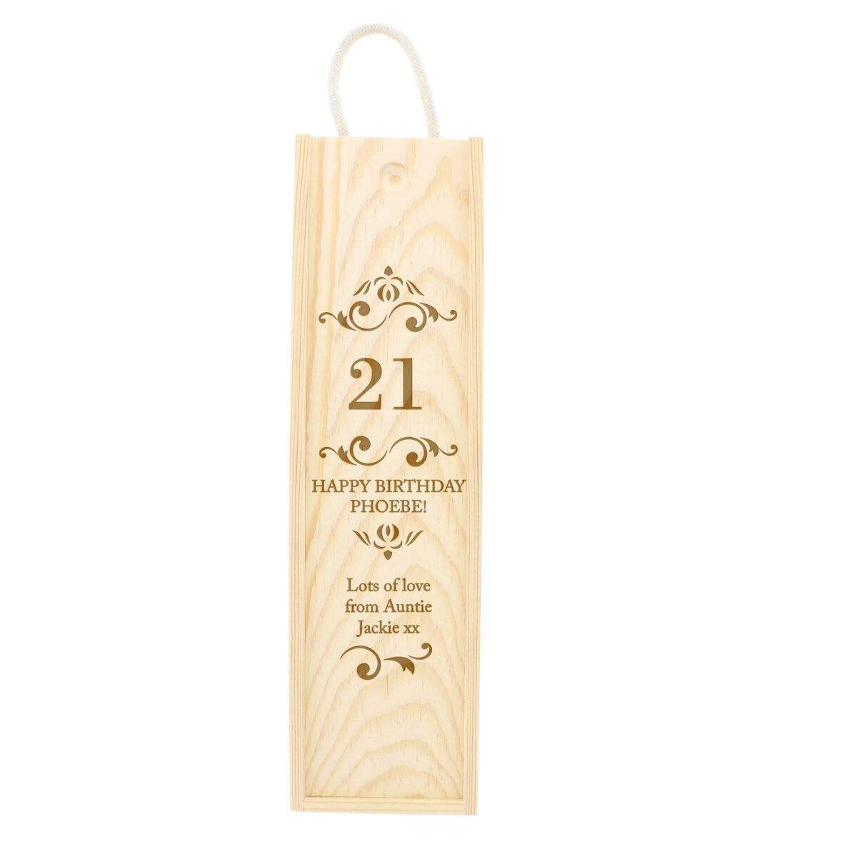 Personalised Elegant Number Wooden Wine Bottle Box - Image 3