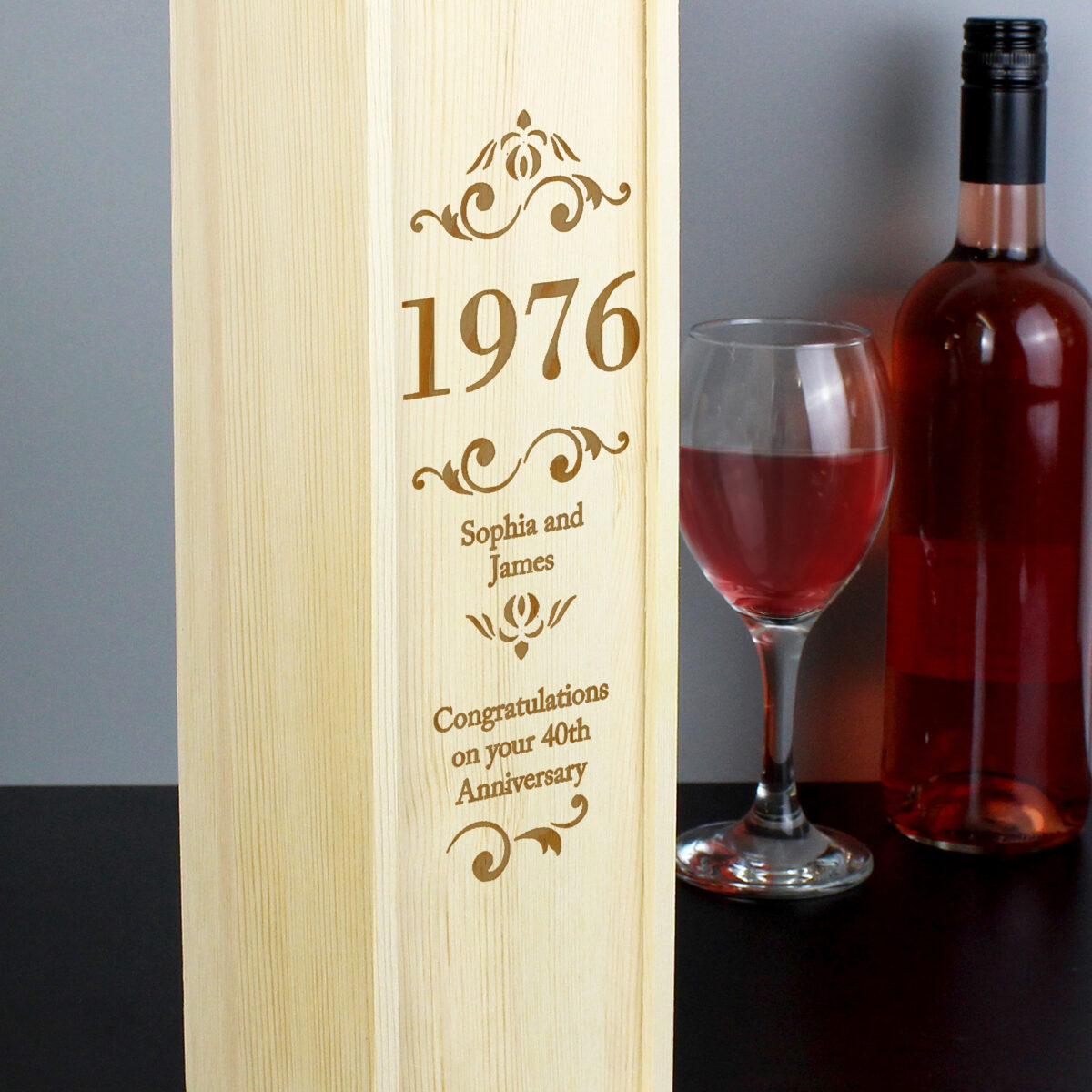 Personalised Elegant Number Wooden Wine Bottle Box - Image 4