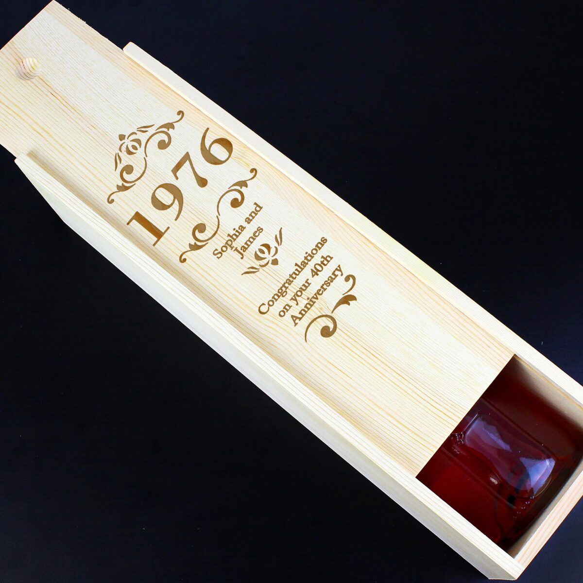 Personalised Elegant Number Wooden Wine Bottle Box - Image 5
