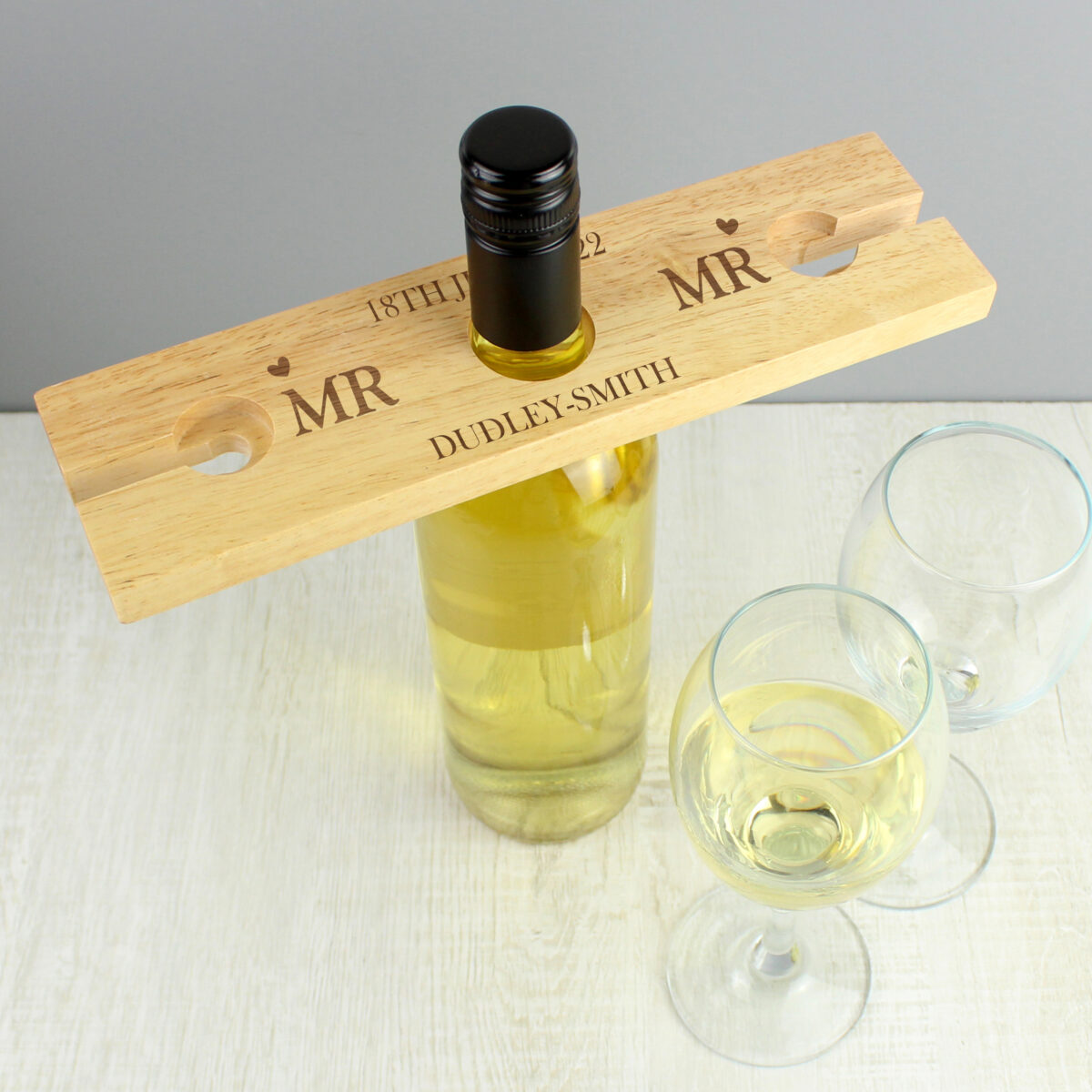 Personalised Married Couple Wine Glass & Bottle Holder - Image 2