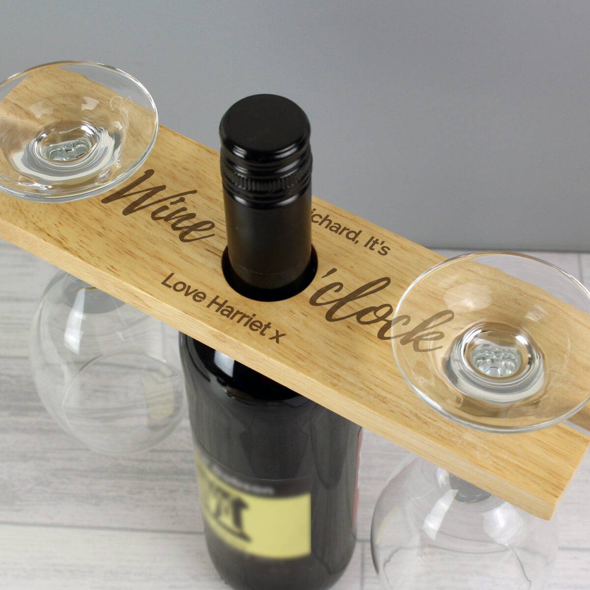 Personalised 'Wine O'clock' Wine Glass & Bottle Holder - Image 2