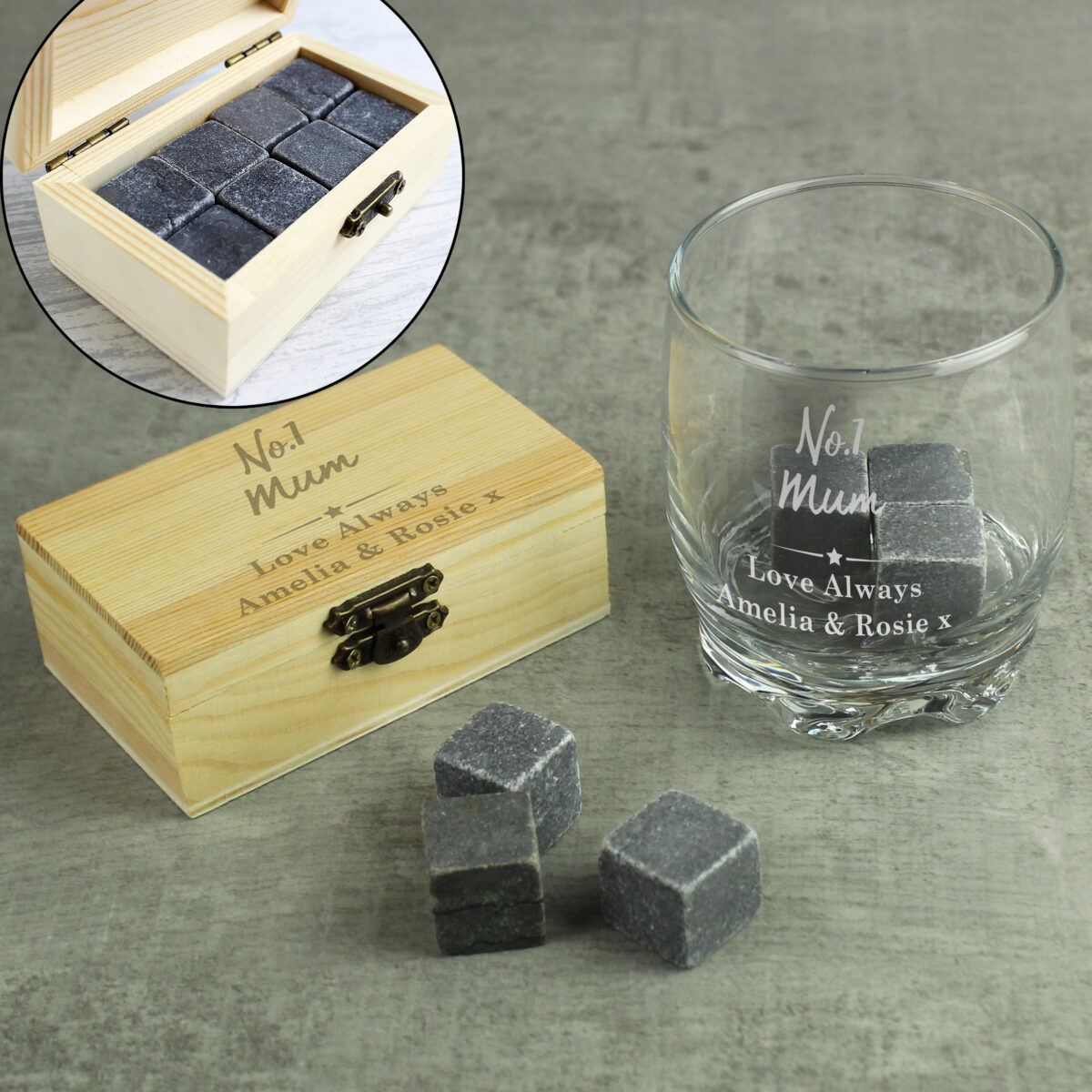 Personalised No.1 Cooling Stones & Glass Set - Image 7
