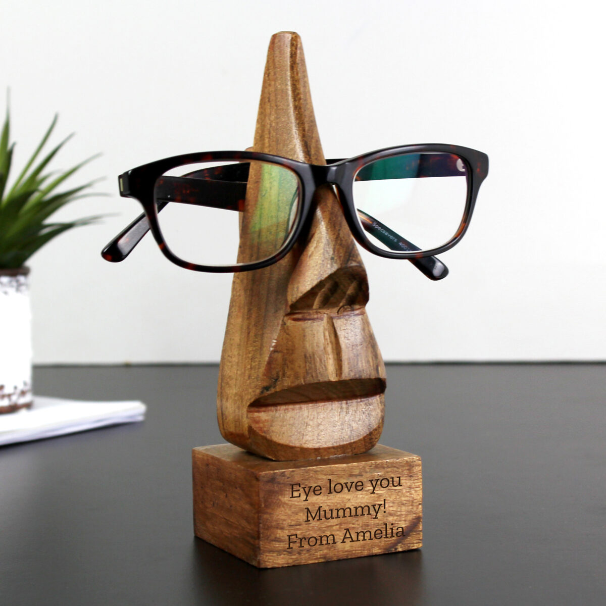 Personalised Wooden Nose-Shaped Glasses Holder - Image 3