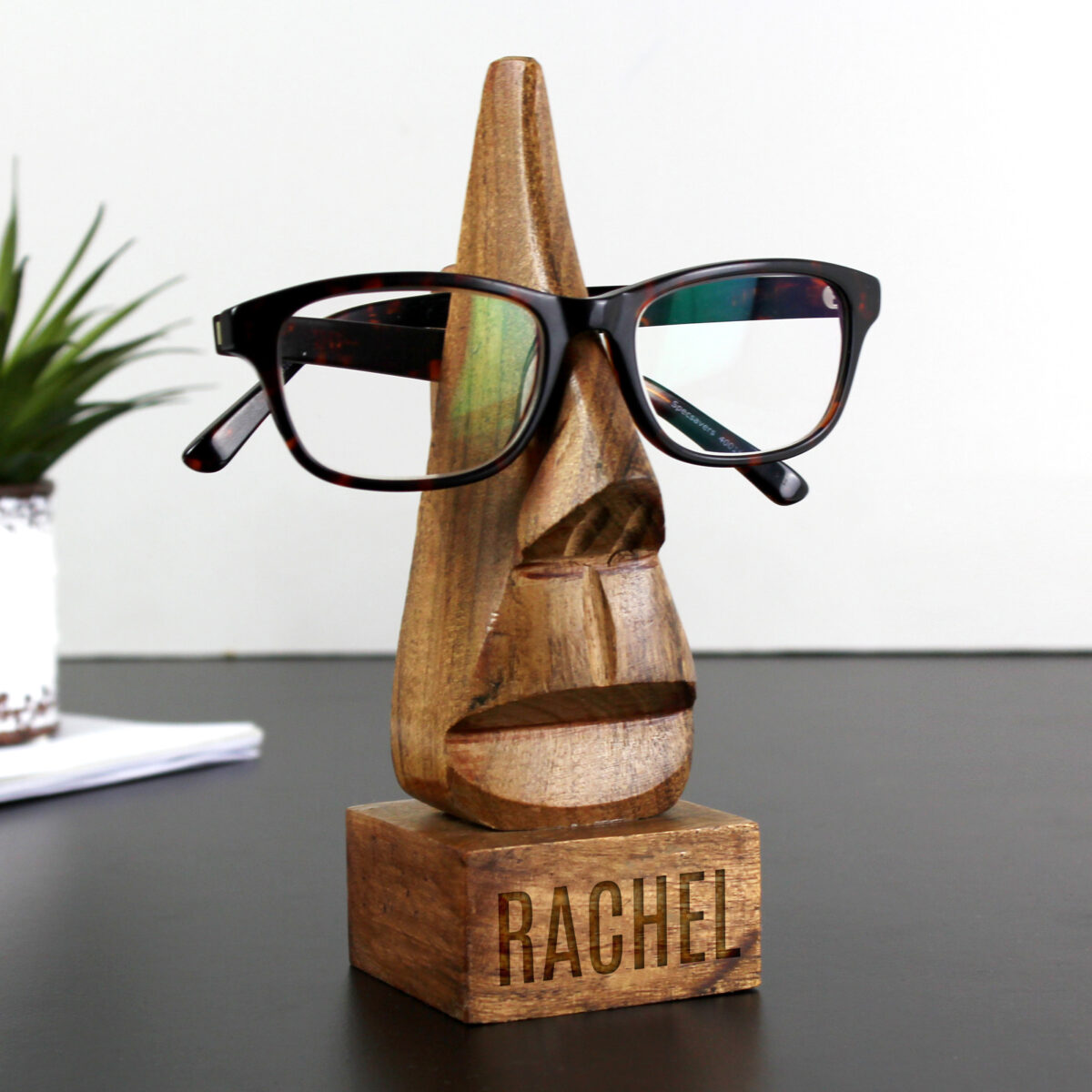 Personalised Name Only Wooden Nose-Shaped Glasses Holder - Image 3